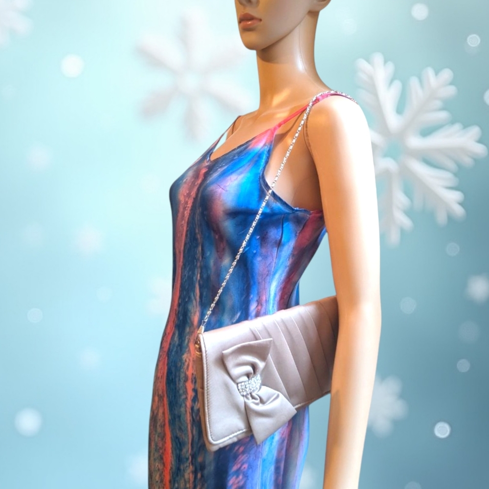 Handpainted Charmeuse satin Dress. Original. One of a kind Boho